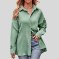 thumbnail image 2 of Casual Women's Tops Fashion Plus Size 2024 European And American Fall And Winter New Casual Double Line Loose Long Sleeve Solid Color Shirt Female Long Sleeve V-neck Top/Shirt, 2 of 4
