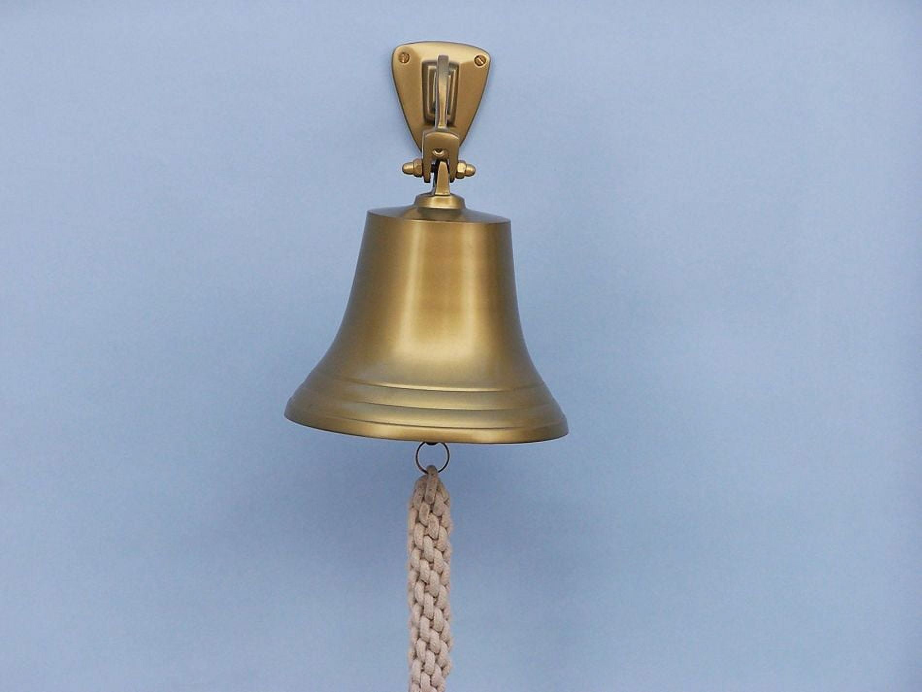 Antique Brass Hanging Ship's Bell 9"- Antique Brass Bell- Nautical Home Decor
