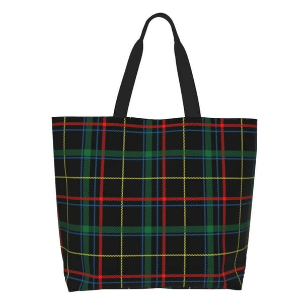 Balery Buffalo Plaid Dark Green Bolsa Tote Estilo Estético con Cremalleras, Bolsa de Hombro, Bolsa de Compras Grande y Plegable