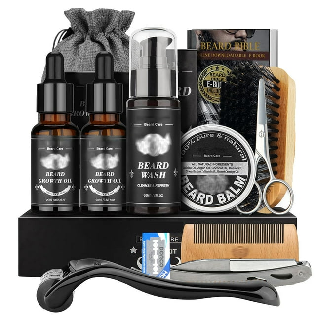 Men's Beard Care Set - Beard Growth Oil + Double-Sided Comb + Balm - Multiple Specifications Available (11PCS)