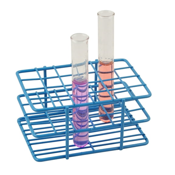 Blue Epoxy Coated Steel Wire Test Tube Rack, 24 Holes, Outer Diameter permitted of tubes 15-16mm or less , 4 X 6 Format