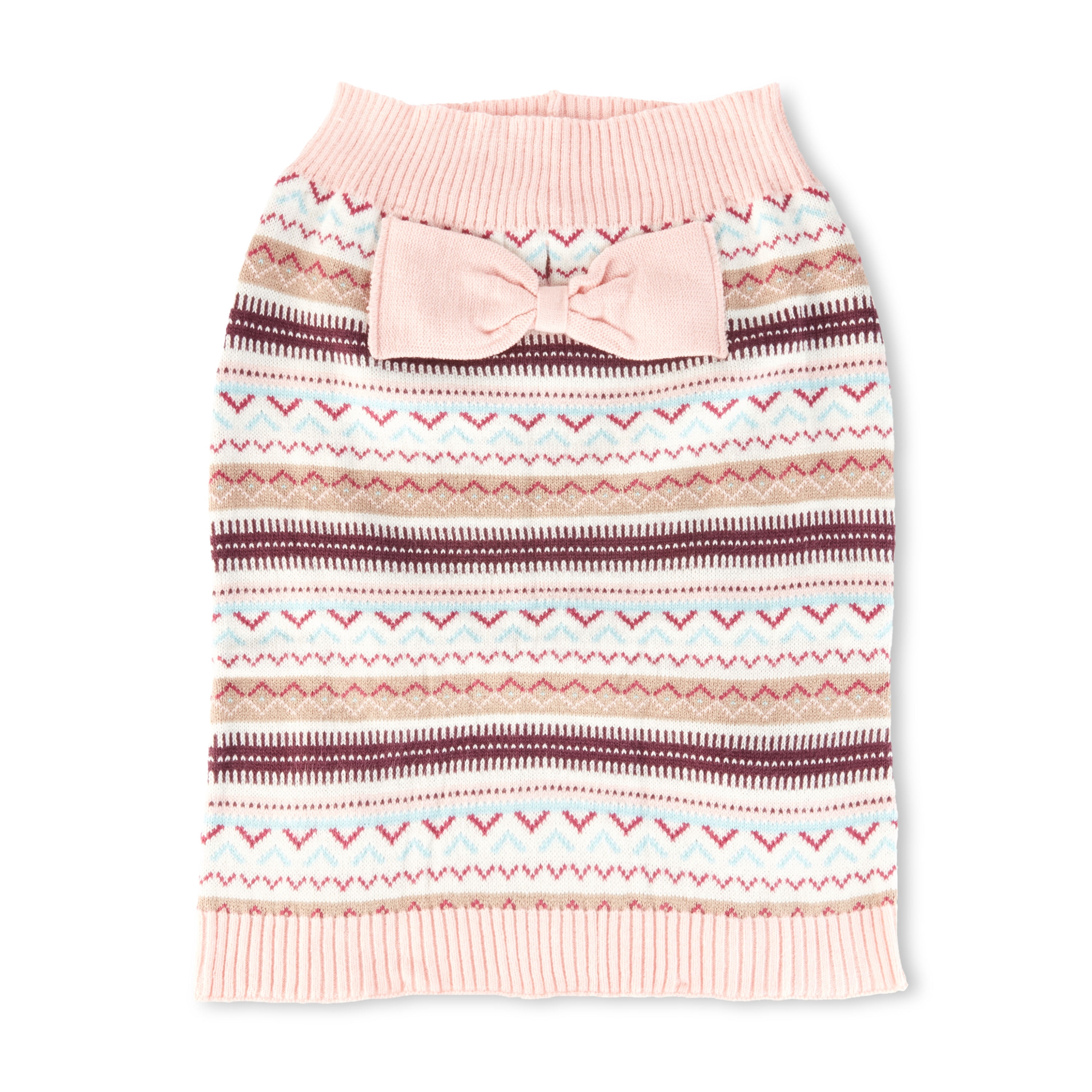 Vibrant Life, Dog Clothes, Fair Isle Pet Sweater, Pink, L