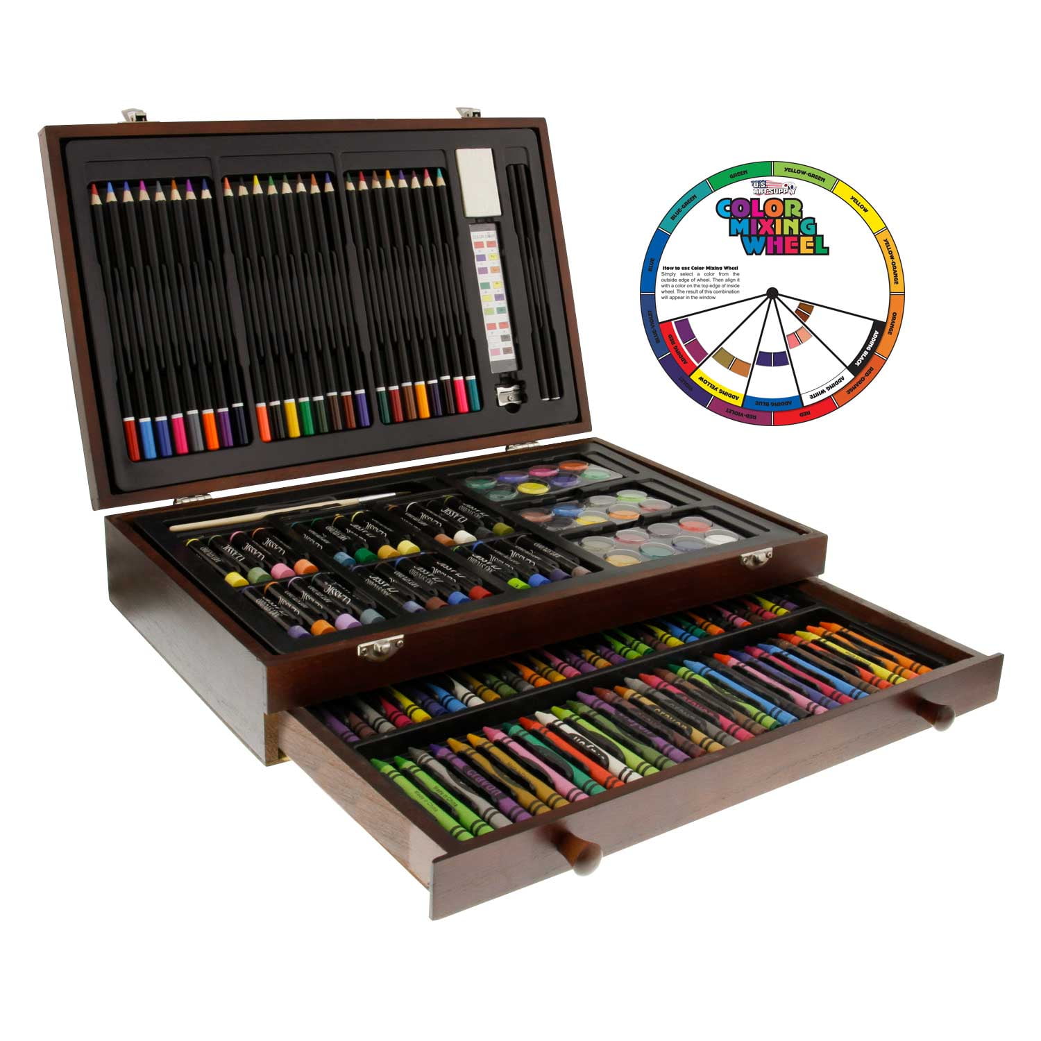162-Piece Deluxe Mega Wood Box Art, Painting & Drawing Set — TCP Global