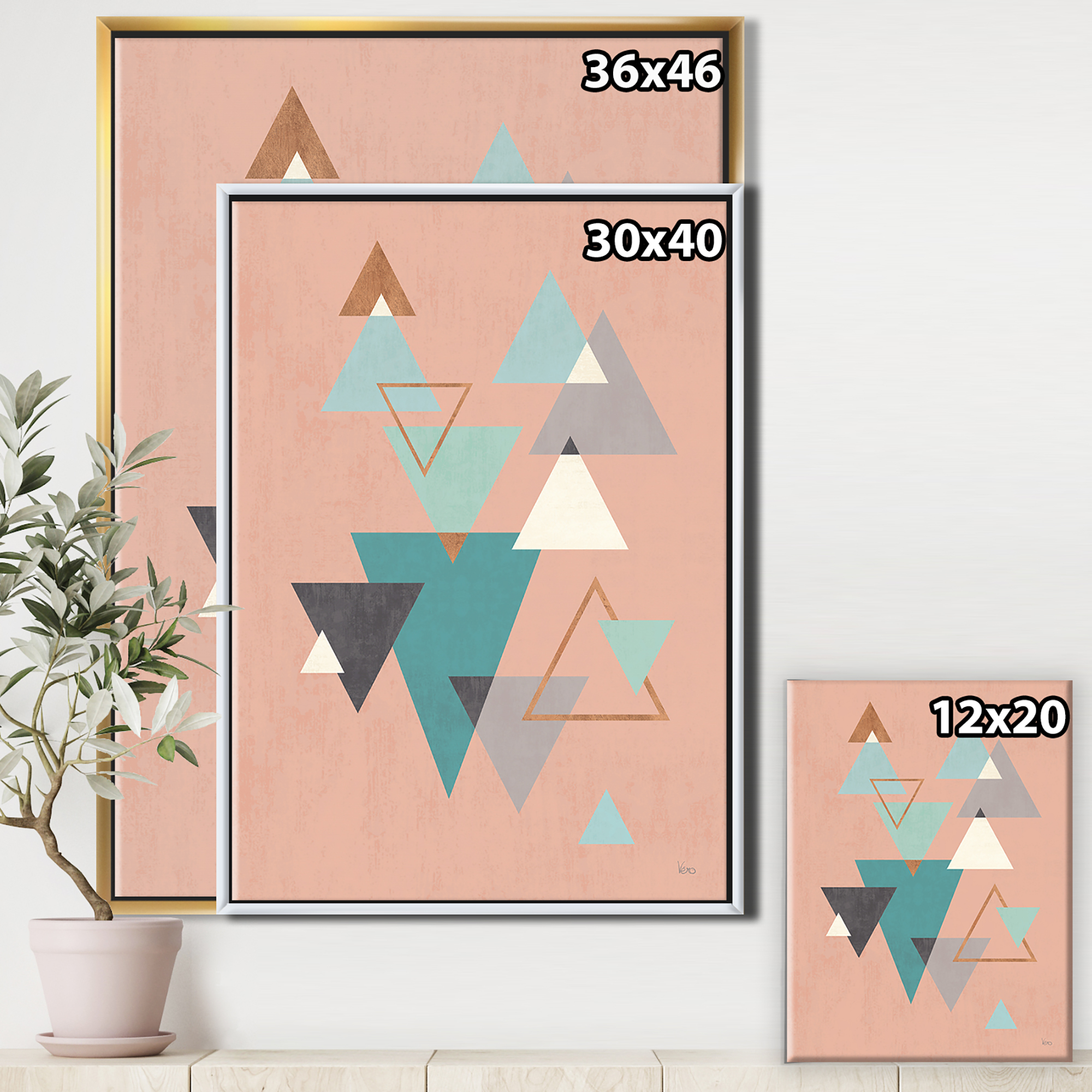 Designart ' Geometric hexagons Pattern III ' Transitional Framed Canvas