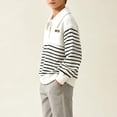 thumbnail image 4 of Iyufng Half Zip Striped Sweatshirts for Boys Ribbed Cuff Relaxed Fit Daily School Long Sleeve Kids Collared Pullover, 4 of 8