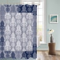 thumbnail image 3 of Fabric Shower Curtain, Vintage Navy Blue European Floral Pattern Bathroom Curtain with 12 Hooks Waterproof No Bad Odor Machine Washable Bath Curtains for Bathroom, Spa Room, 36"x72", 3 of 6