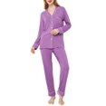 thumbnail image 2 of INNERSY Women's Pajamas Set Long Sleeve Sleepwear Button Down Nightwear Soft Pj Lounge Sets (L, Purple), 2 of 7