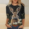 thumbnail image 1 of TaTaai Women Fashion Easter Theme Loose Tops Round Neck Three-quarter Sleeve Casual Soft Comfortable Lightweight Daily Holiday Outfits Shirts Gift, 1 of 5