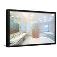thumbnail image 1 of Two Sinks and Big Mirror in Spacious Bathroom with Jacuzzi and Blue and Red Tiles, Framed Art Print Wall Art by Paha_L Sold by Art.Com, 1 of 5