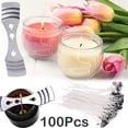 thumbnail image 3 of 100 Pcs Candle Wicks, 150mm Long Pre Waxed Wicks with Metal Tabs and 3 Hole Wick Holder - Long Lasting Low Smoke Ideal Candle Wicks for Making DIY Candles, White, 3 of 5