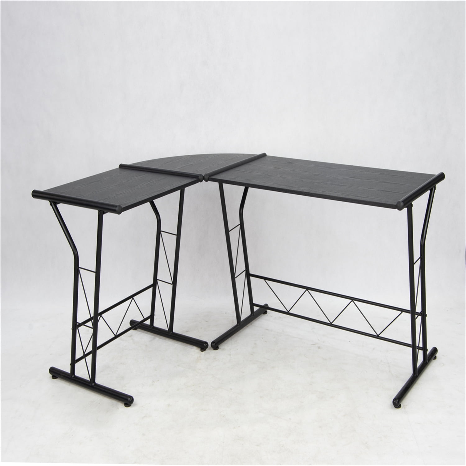 Kepooman L Shaped Desk, Round Corner Computer Desk Gaming Table Workstation for Home Office, Black Kepooman L Shaped Desk, Round Corner Computer Desk Gaming Table Workstation for Home Office, Black