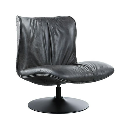 Acme Furniture ACME Piotr Aluminum and Top Grain Leather Accent Chair with Swivel in Black