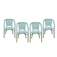thumbnail image 2 of Baton Aluminum and Wicker Outdoor French Bistro Chairs, Set of 4, Light Teal, White, and Wood Print, 2 of 8
