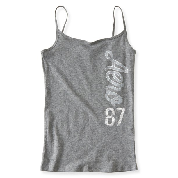 Aeropostale - Camiseta sin mangas para mujer, vertical, metálica, gris, pequeña Aeropostale Cami
