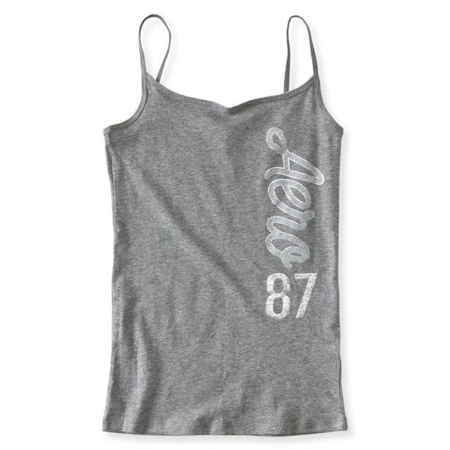 Aeropostale - Camiseta sin mangas para mujer, vertical, metálica, gris, pequeña Aeropostale Cami