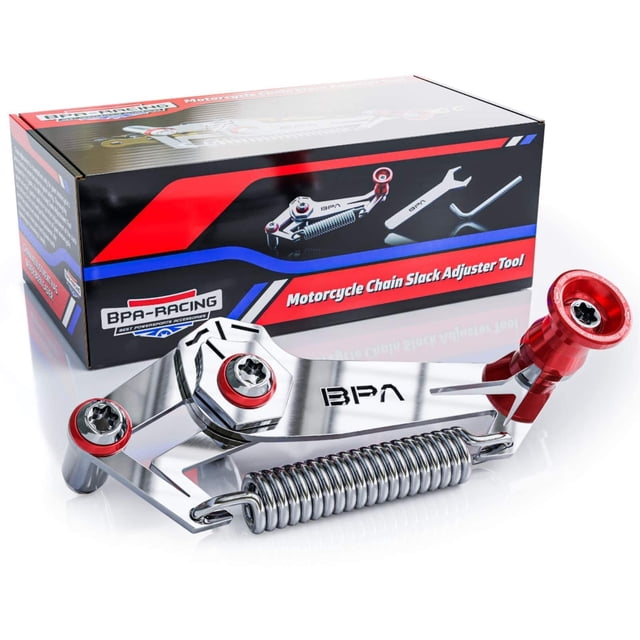 BPA-RACING Outil de Réglage de Chaîne de Moto Slack - Outil de Tension de Chaîne Innovant pour un Ajustement de Chaîne Slack Facile, Rapide et Précis - Outil de Réglage Slack (Rouge)