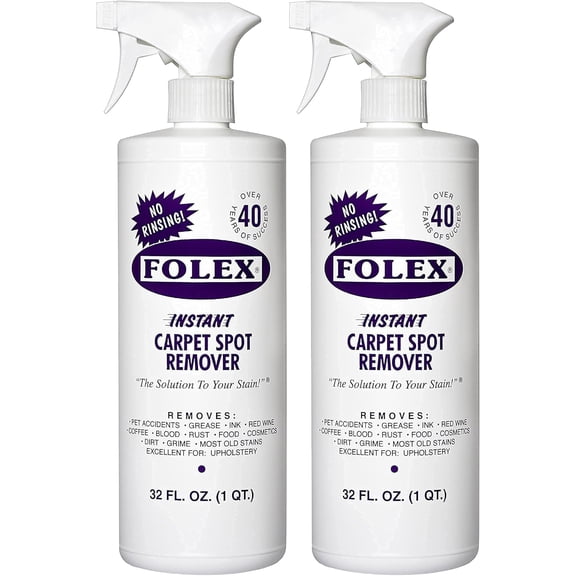 2 Pack Folex Instant Carpet Spot Remover Carpet Cleaner - 32 oz - Removes Pet Accidents, Grease, Red Wine and More