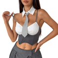 thumbnail image 4 of Women'S Striped Two-Piece Set, Including A Fake Collar Herringbone Top and A Mini Skirt Set, 4 of 9