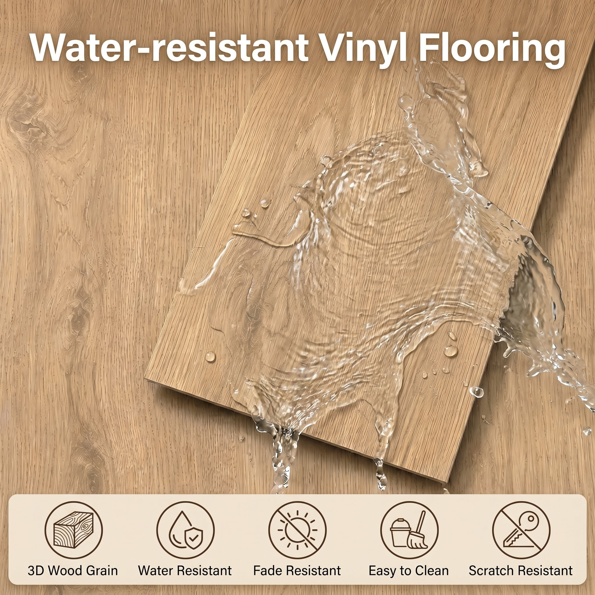 PVC Peel and Stick Flooring, 36"x6" Planks, 60 Pieces, Waterproof, Scratch Resistant, DIY Installation
