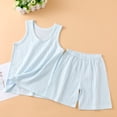 thumbnail image 5 of ITSAME Boys Outfits 2-Piece 100%Cotton Scoop Neck Tank and Shorts Loose Fit Casual Home Clothes Set Blue Size 5-6, 5 of 7