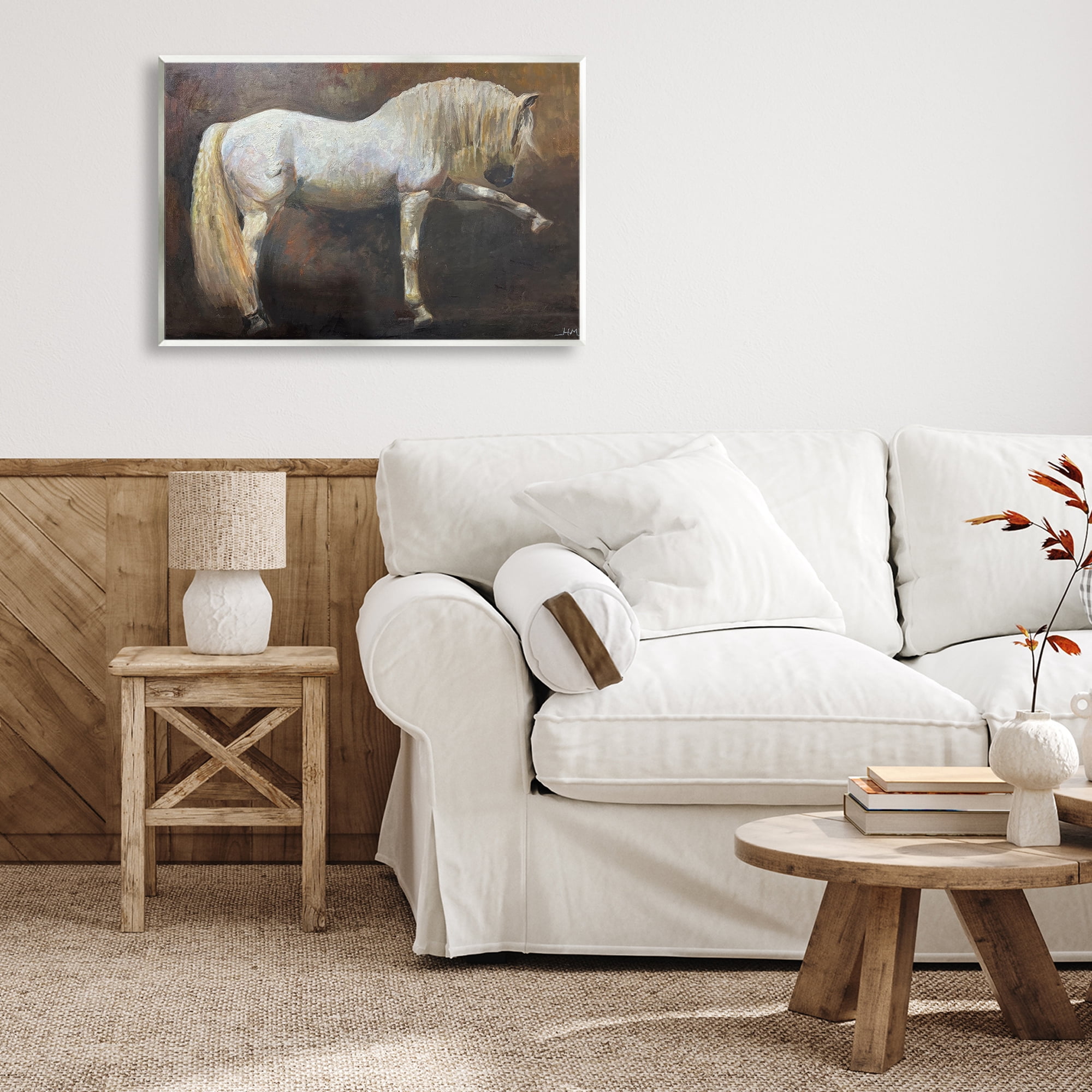 Stupell Industries Elegant White Stallion in Motion Wall Plaque Art, design by Hilary McCarthy