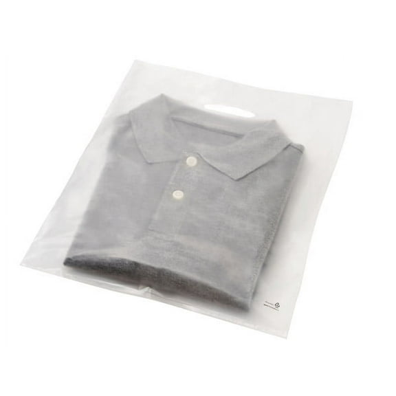 Pack Of 500, 12 X 15" Frosted Solid Clear Merchandise Bags W/Die Cut Handle 2.0 Mil