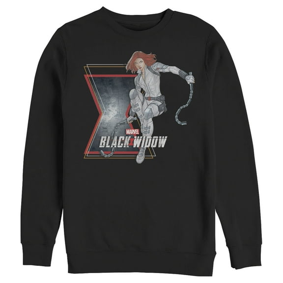 Men's Marvel Black Widow Vintage Pose Sweatshirt Black Small