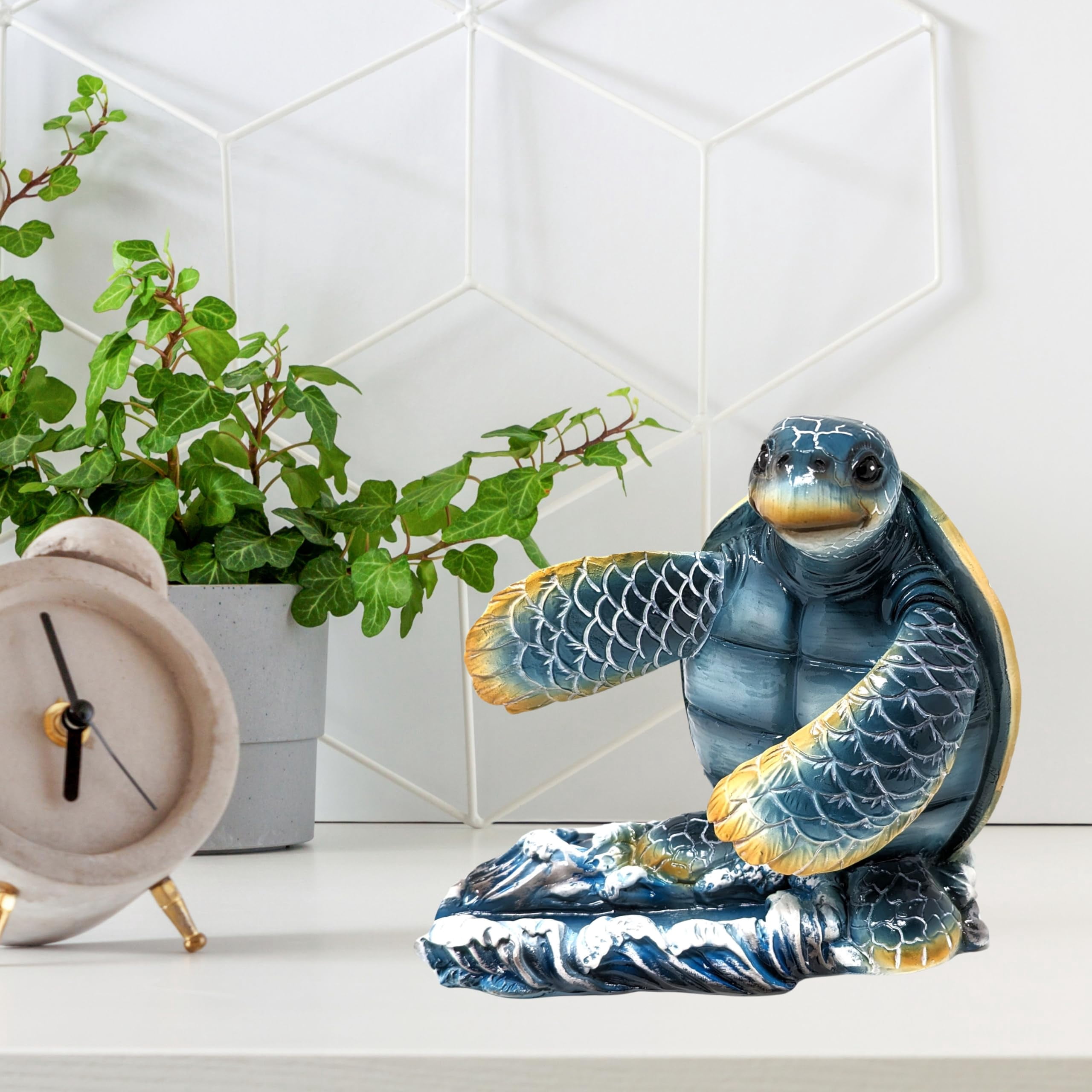 Handcrafted Sea Turtle Cell Phone Stand for Desk - Nautical Coastal Decor, Sturdy Resin Phone Stand, Beachy Marine Style - Symbol of Wisdom, Protection & Longevity, Universal Phone Compatibility