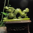thumbnail image 3 of 4.5inch, Exquisite Collection, Green Hetian Jade loong, Natural Green Jade dragon Sculpture Carving, Crystal beast Statue, feng shui wealthy, 3 of 9