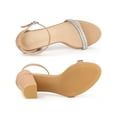 thumbnail image 4 of BLISSFUL STEP Women's Sandals Rhinestone Chunky Heel Ankle Strap Open Toe Party Shoes Nude 6, 4 of 7