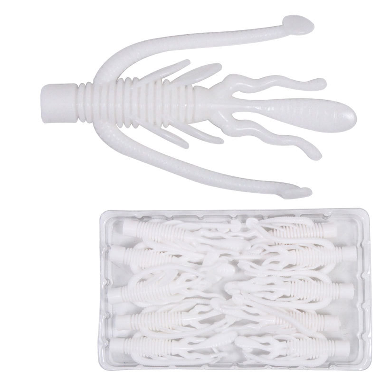 QLUEWX 10PCS Floating Shrimp Soft Lures White Scented High Elastic Crawfish Bait 2.5in Artificial Fishing Soft Baits Freshwater Saltwater Tackle Gift for Anglers