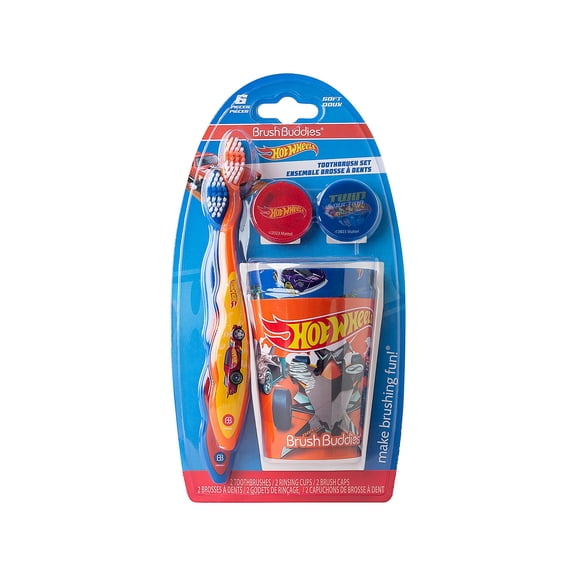 Brush Buddies Hot Wheels Manual Toothbrush, 6 pcs