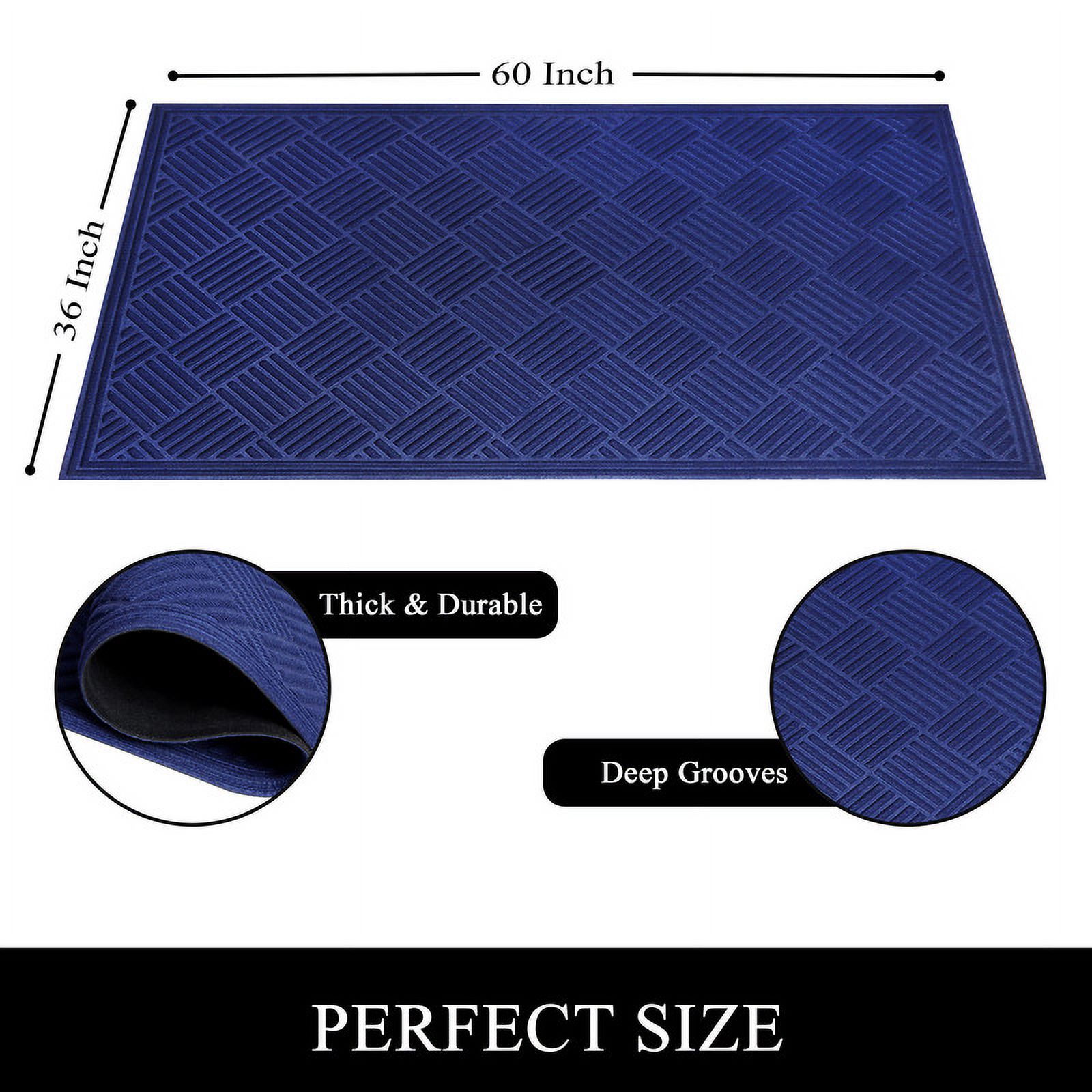 A1HC New Durable and Versatile Polypropylene Rubber Door Mat All Weather Inside Outside Door Mat Easy to Maintain for Entrance Back Doors, Patio, Garage 36" x 60"