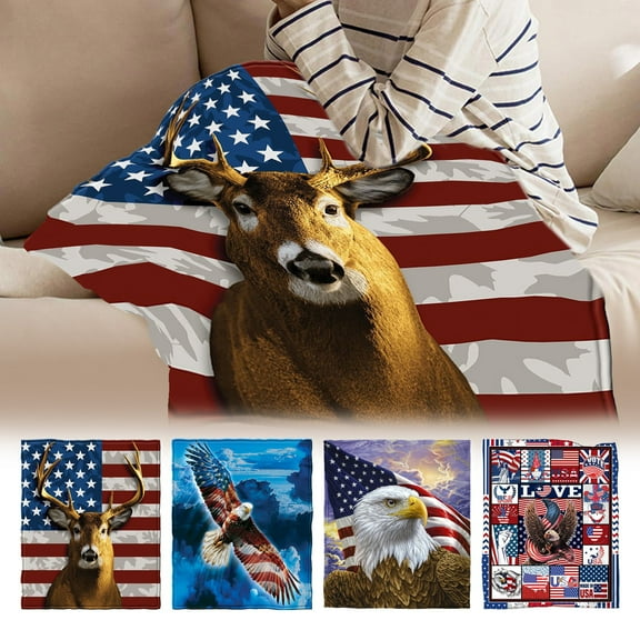 Boovnll 4th of July Throw Blanket, 28x39" Super Soft Cozy Patriotic Stars Stripe Fleece Blanket, Flannel Throw Blanket for Memorial Day Home Sofa Couch Bed Decor, 4th of July Decorations