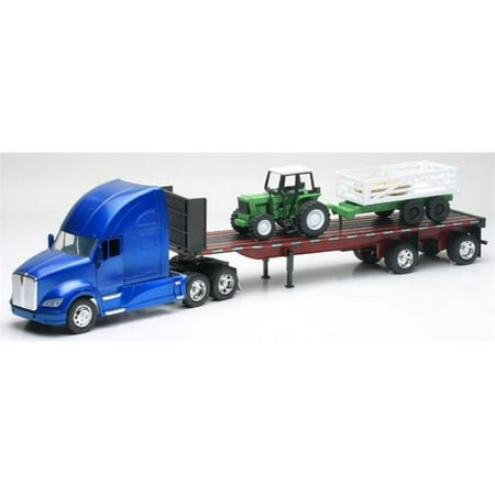 new ray toys kenworth t700 with farm tractor & trailer toy collectible new in