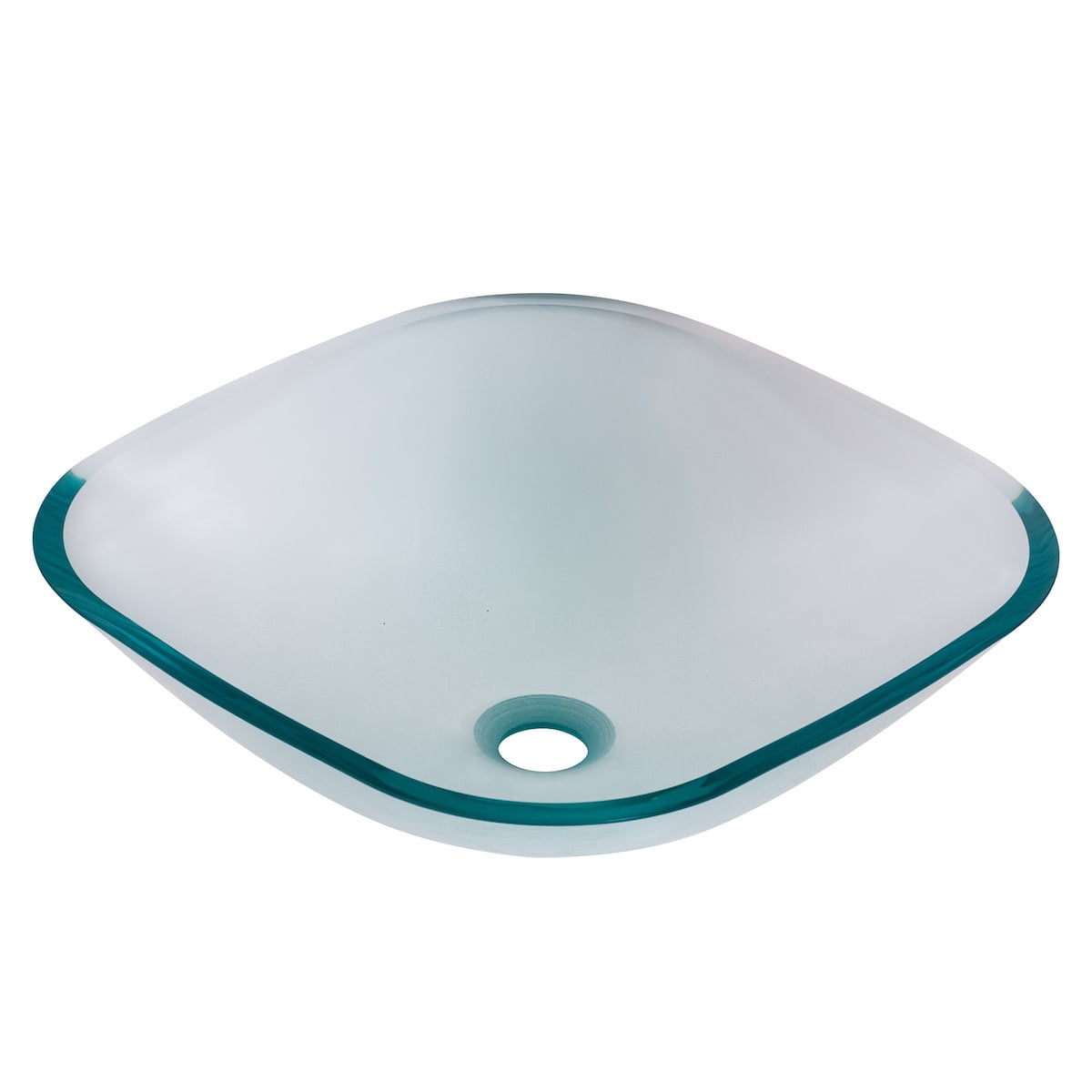 Miseno MNO-7108-PC Square 16-1/2" Glass Bathroom Sink; Polished Chrome Drain