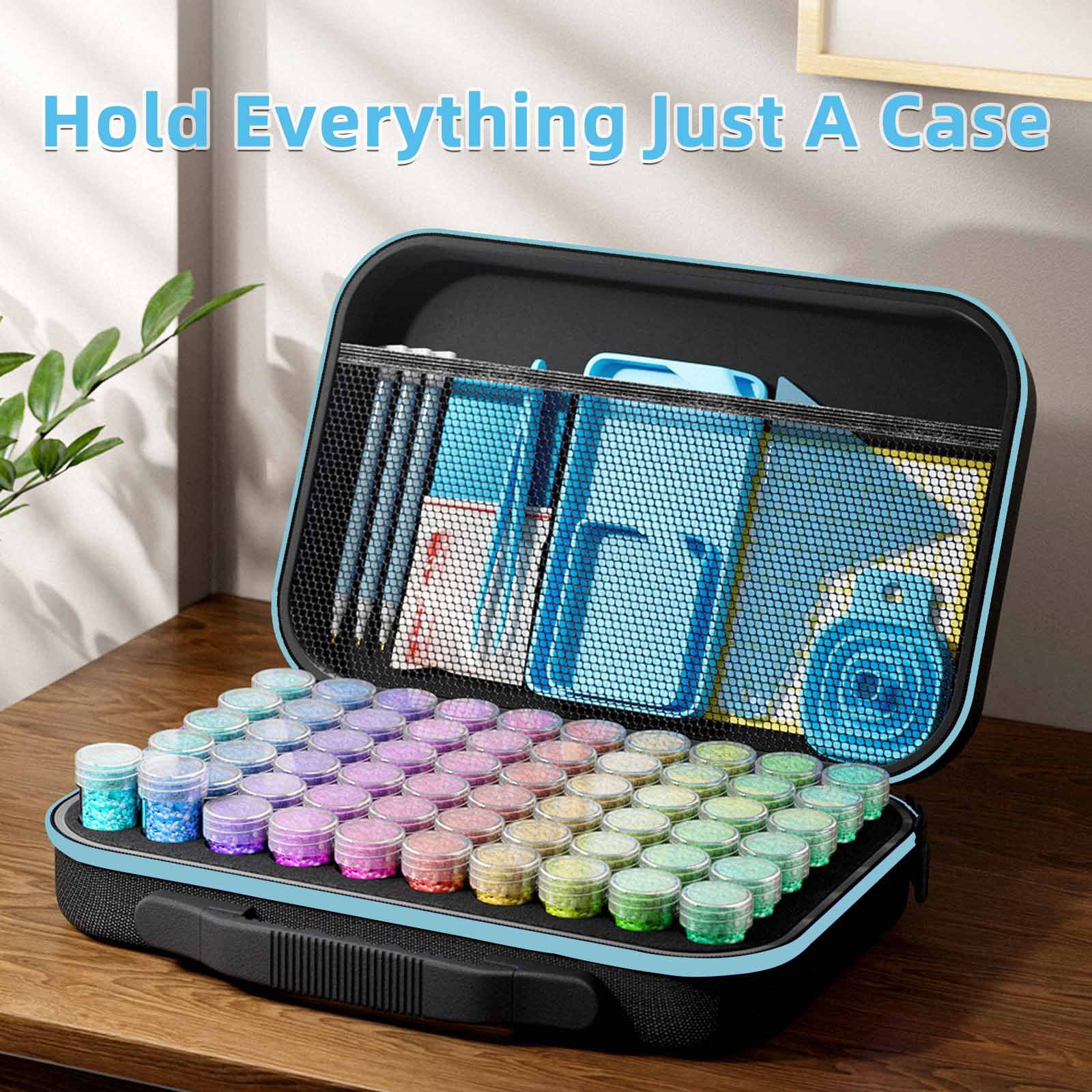 JYLMOOD 99 Slots Storage Container for Diamond Art Kits for Adults, with 8 Tray and Portable Bead Storage Boxes for Diamond Painting Accessories and Tools