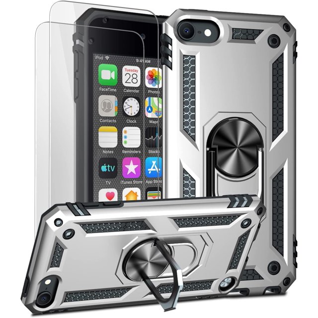 Étui iPod Touch 7 pour Enfants, Étui iPod Touch 6, Étuis iPod Touch 5, Étui Antichoc Robuste avec Support pour Apple iPod Touch 7e/6e/5e Génération, Rouge