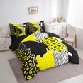 thumbnail image 3 of Homewish Yellow Butterfly Animal Bedding Comforter Set 7 Pieces, Romantic Valentines Day Full Bedding Set, Chic Leopard Zabra Print Reversible Fitted Sheet Flat Sheet, Ultra Soft Bedroom Decor, 3 of 7