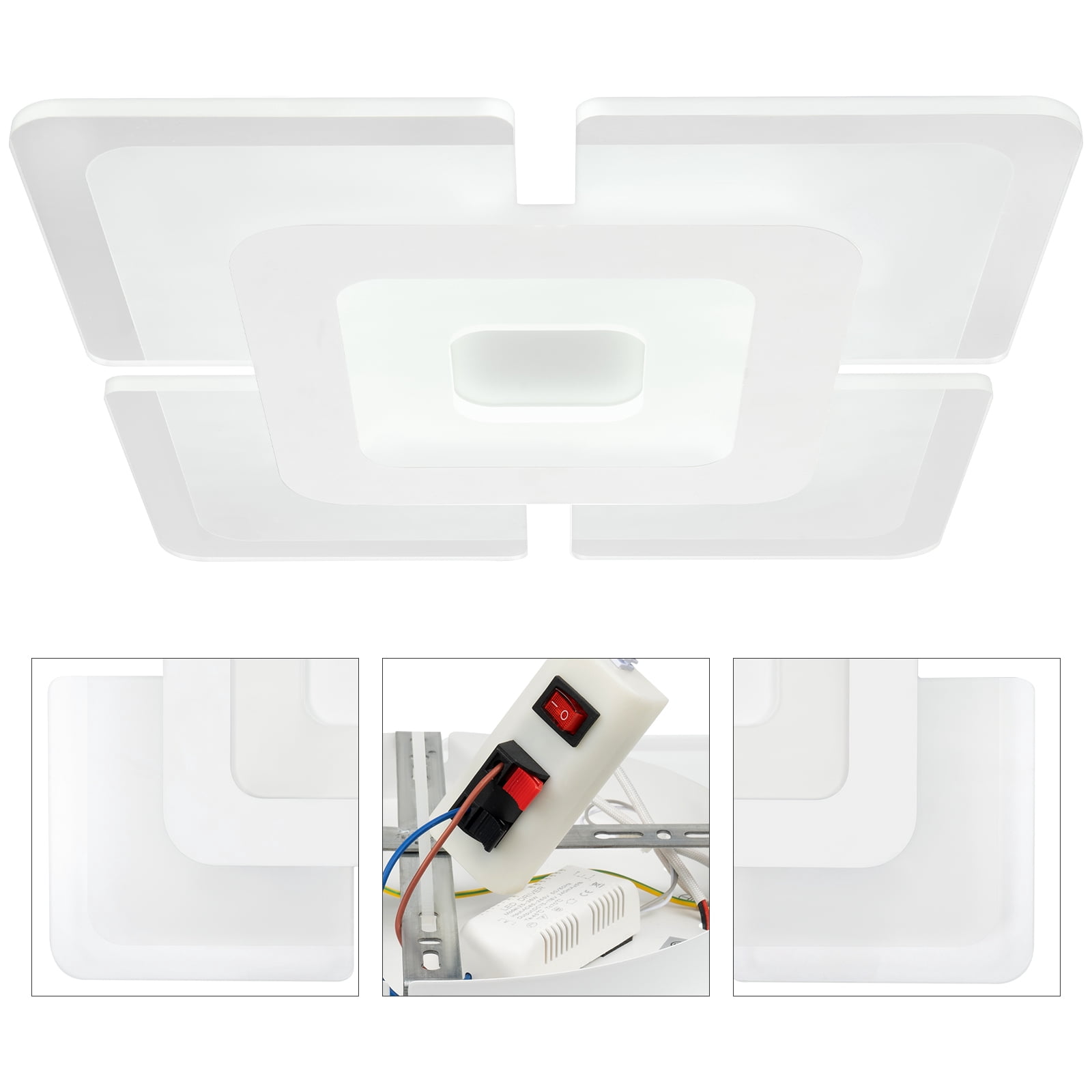 16.5" Modern Square LED Integrated Flush Mount Ceiling Light for Bedroom White