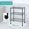 thumbnail image 5 of 3 Tier Wire Shelving Unit, Adjustable Metal Storage Rack, Mobile Wire Shelves for Kitchen, Laundry, Bathroom, Pantry, Closet Organization (13.8"D x 23.6"W x 33.5"H, Black), 5 of 9
