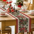 thumbnail image 5 of Burlap Table Runner 108 Inches Long,Rustic Flower Berry Leaf Non-Slip Kitchen Table Runners for Dining Room Everyday Use Party Table Decorations Retro Botanical Red Stripe, 5 of 9