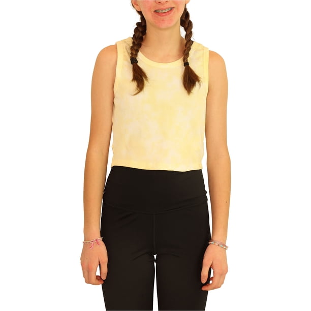 Camiseta sin mangas recortada acanalada de Elevenparis para mujer amarillo pastel M