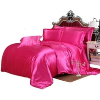 7 Piece All Season - Satin Comforter Set (Comforter Flat Sheet Fitted Sheet 19'' 4 Pillowcases) 600 GSM Comforter Sheet Set Wrinkle Fade Free for All Seasons( California King Size,Hot Pink )