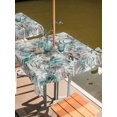 thumbnail image 2 of Outdoor Tablecloth with Umbrella Hole for Patio/Picnic/Party/Camping, Palm Leaves Waterproof Table Cloth Square Cover Washable, Turquoise Tropical Leaf Botanical Retro Spring (60"x 60"), 2 of 8