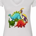 thumbnail image 4 of Inktastic Cute Dinosaurs Women's V-Neck T-Shirt, 4 of 5