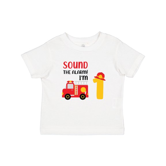 Inktastic Sound the Alarm I'm 1 Fire Truck Boys or Girls Baby T-Shirt