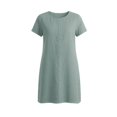 thumbnail image 6 of NTACZA Casual Dresses for Women Shift Cotton Lien Short Sleeve Round Neck Midi Side Button Loose with Pockets Solid Casual Vacation Beach Gray L, 6 of 6