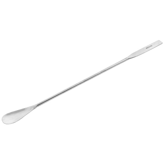 Spatula Spoon, 9" - Stainless Steel, Polished - One 0.3" Flat End, One 0.5" Scoop End - Eisco Labs