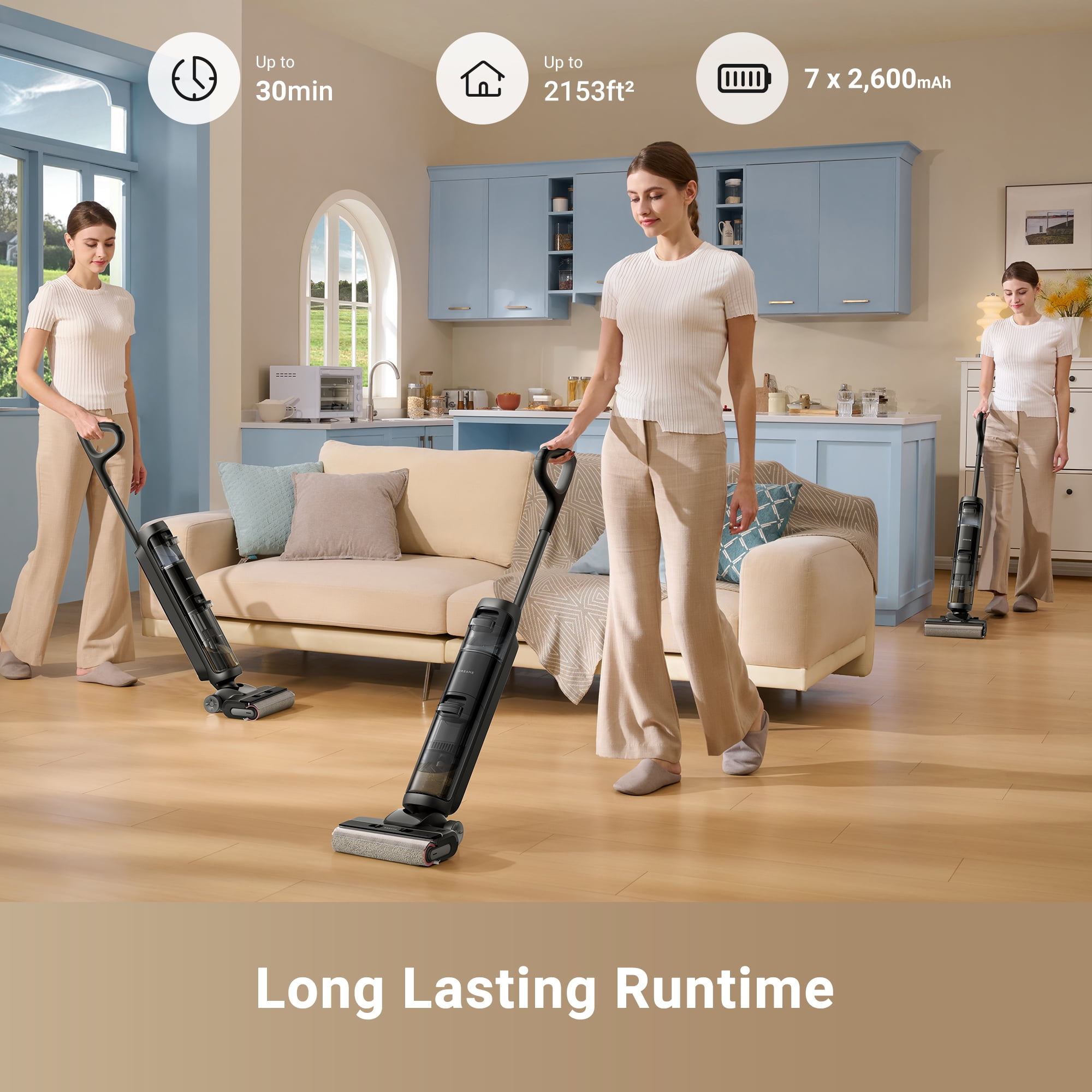 Dreame Cordless Wet/Dry Vacuum Cleaner, Dual-Edge Brushes, 600ml water tank, Self-Propulsion, K20
